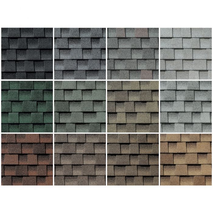 A collection of different colored shingles on a white background