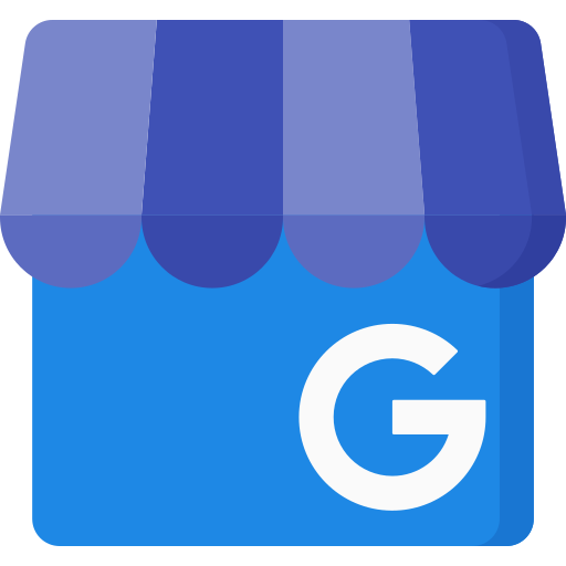 A google business icon with a blue awning and the letter g on it.