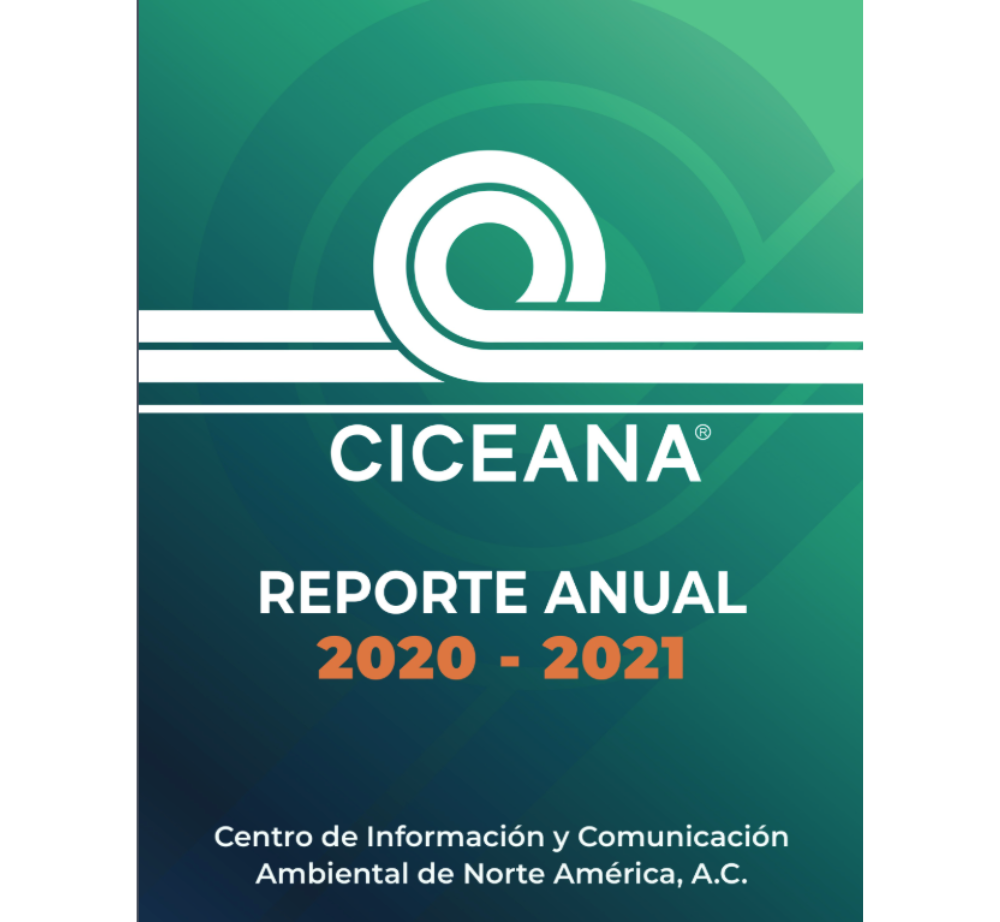Portada verde y azul del reporte anual CICEANA 2020-2021 con logotipo y texto en español
