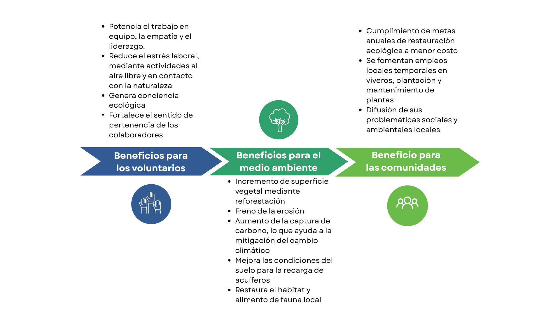 Infografía cronológica con flechas azules, turquesas y verdes que muestran tres pasos y viñetas arriba y abajo.