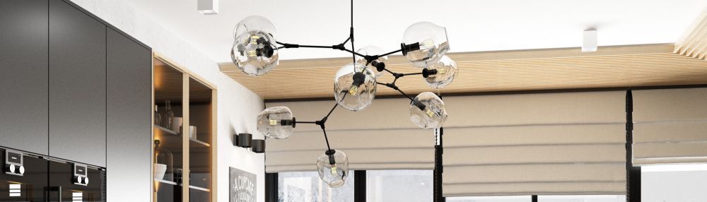 Kitchen with a table and lights in Union City CA kitchen remodel.