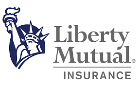 Liberty Mutual Insurance logo with Statue of Liberty, dark blue and gray.