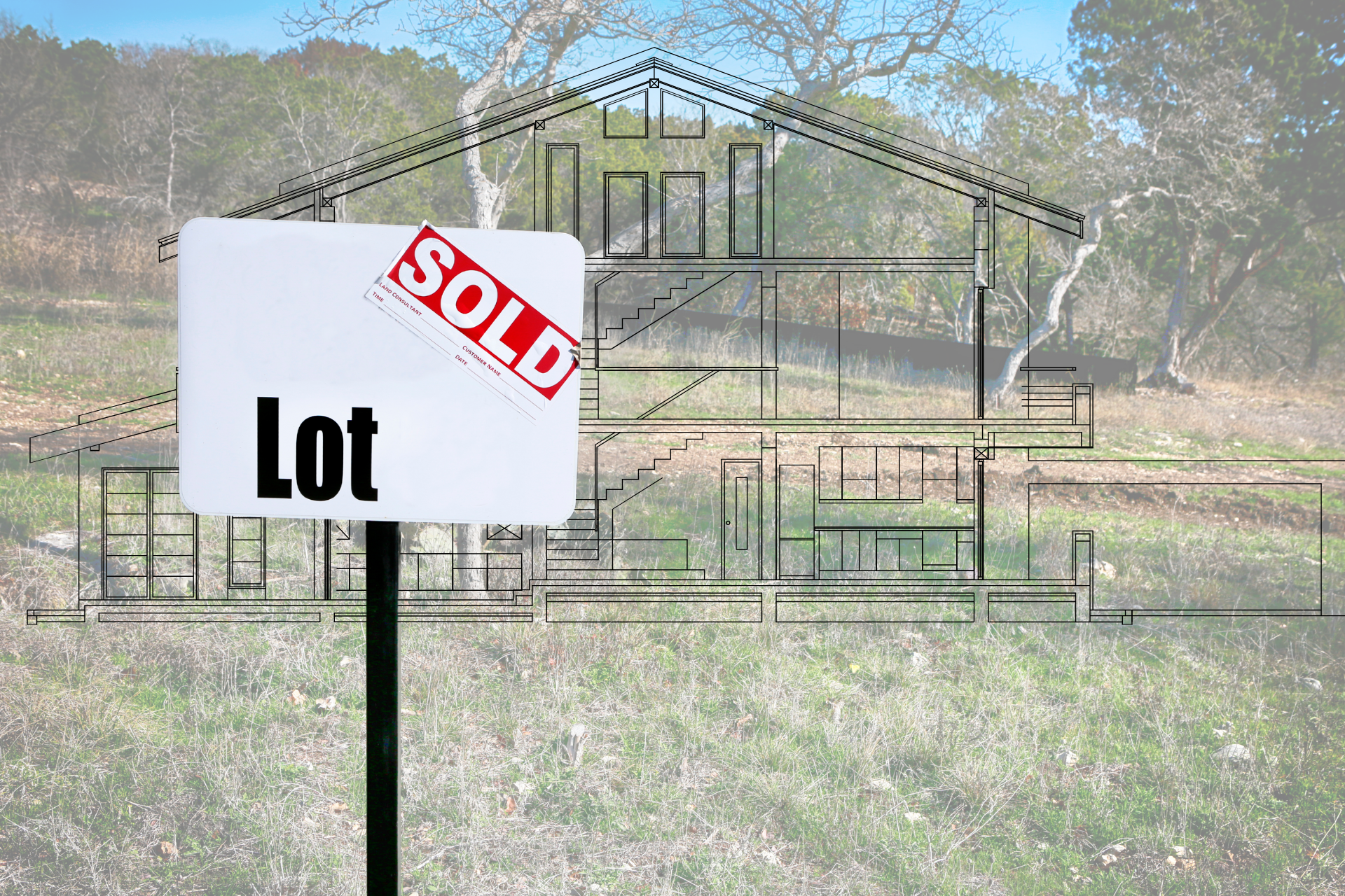 A sign that says sold lot in front of a house for Craft Homes Inc who are custom house builders SC