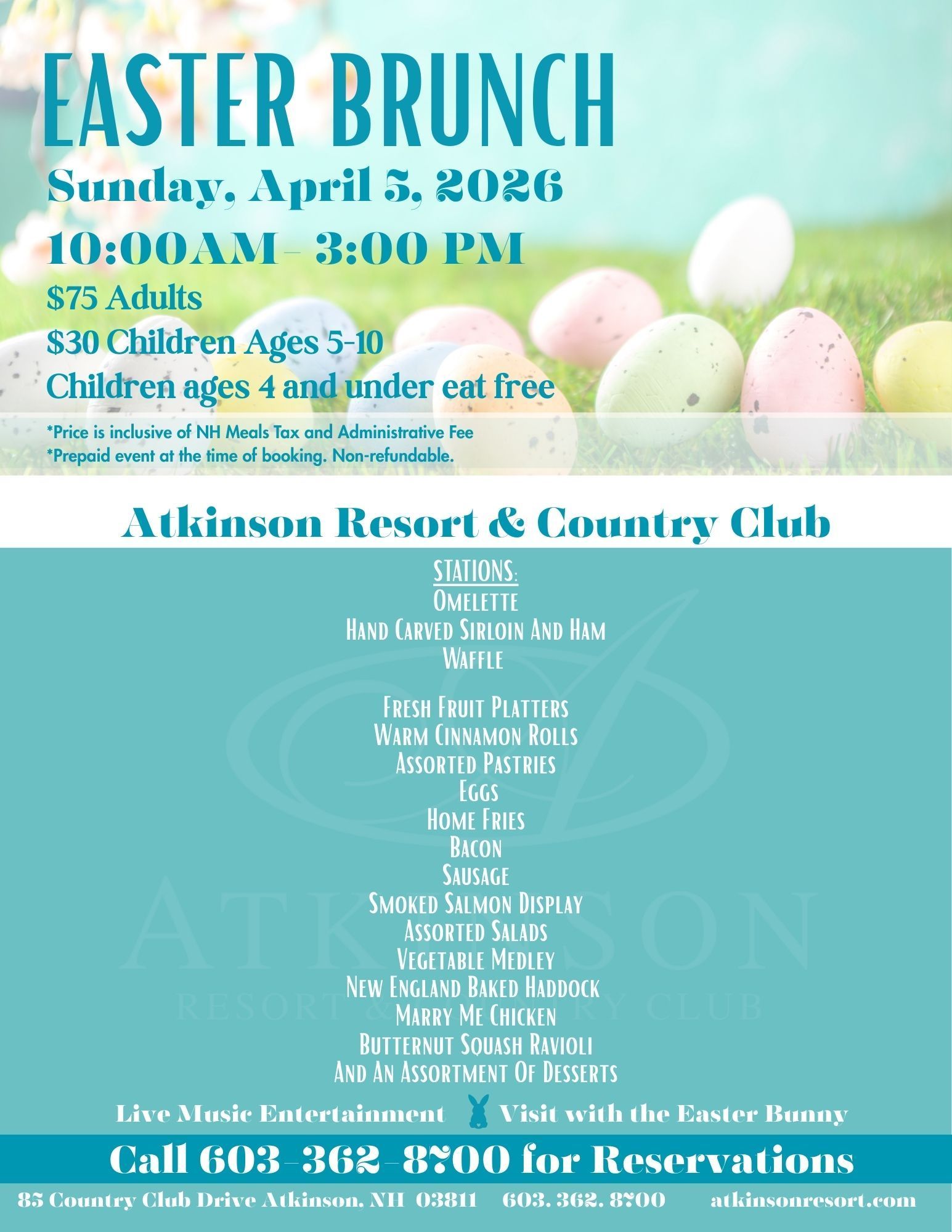 Mother's Day Brunch menu