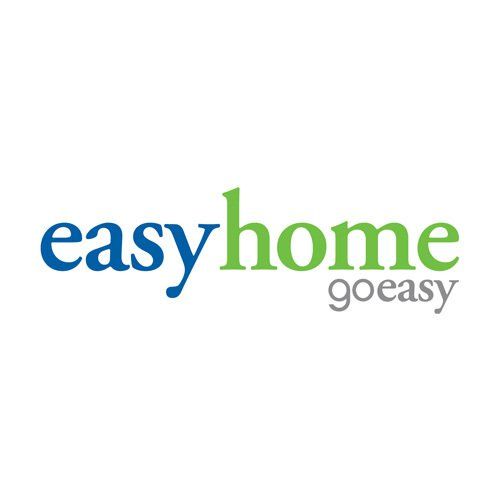 The easy home go easy logo is blue and green on a white background.