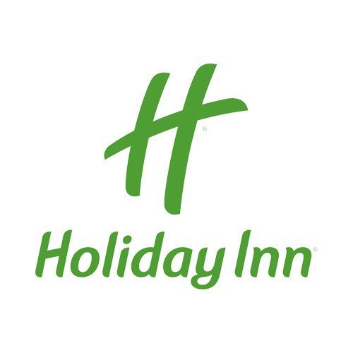 The holiday inn logo is green and white on a white background.