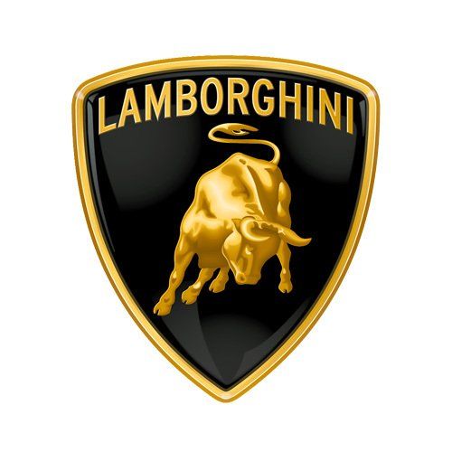 The lamborghini logo is a shield with a bull on it.
