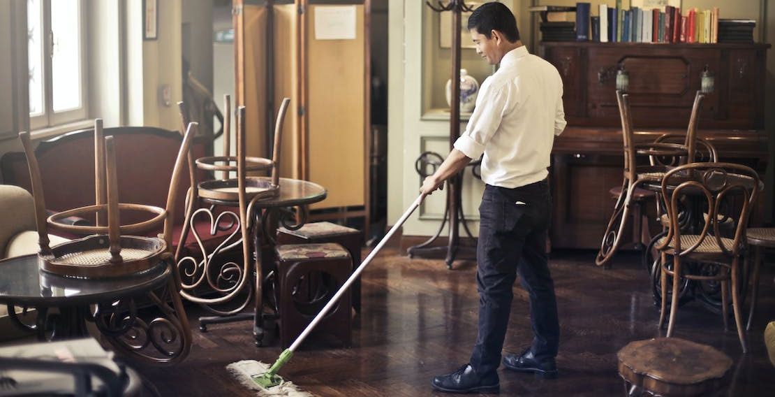 cleaning restaurant floors