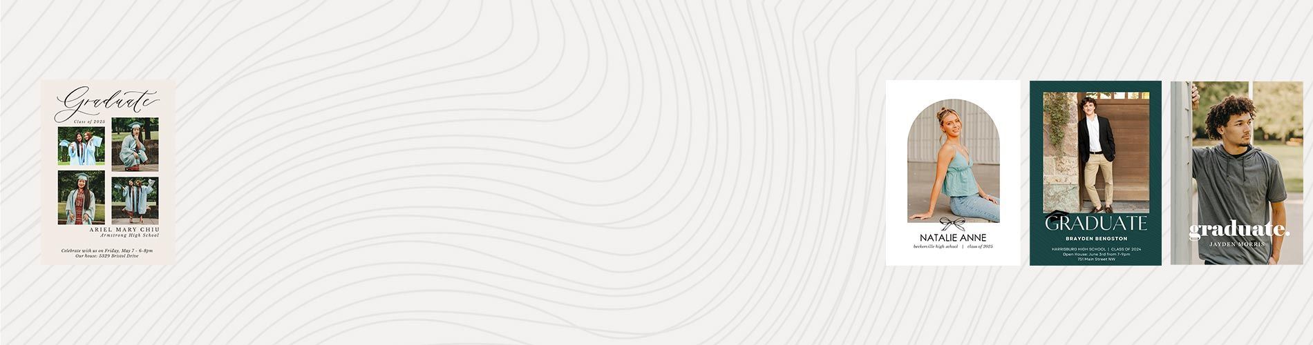 Graduation cards on a neutral background