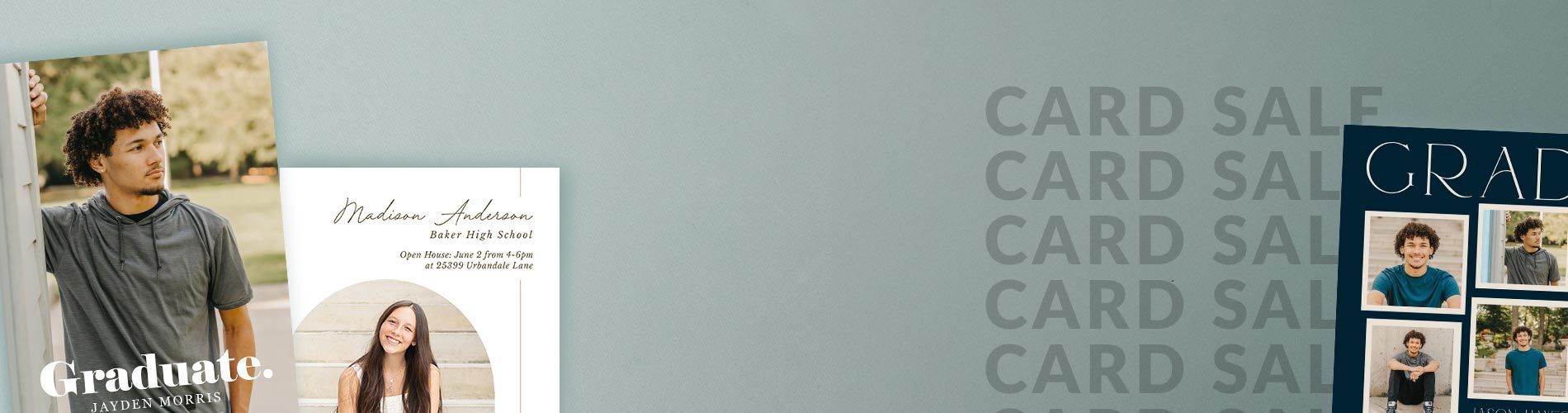 graduation cards on grey background