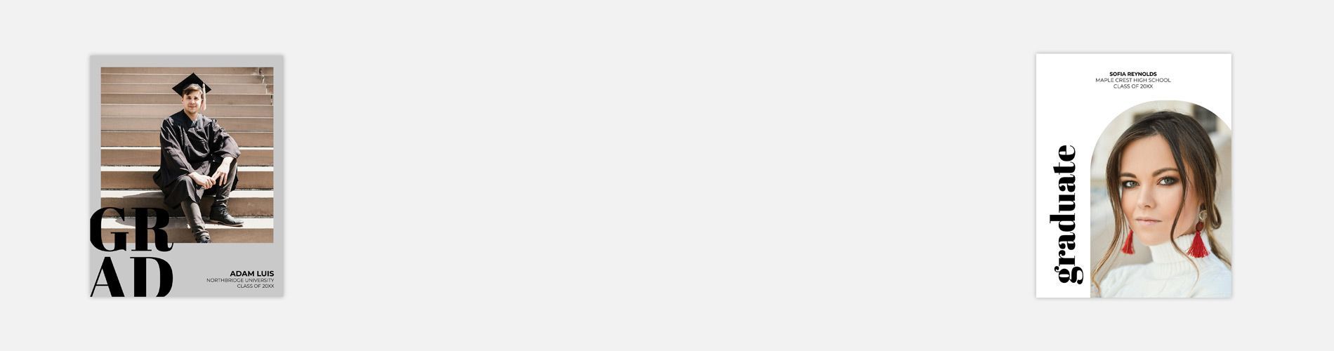 Graduation cards on a neutral background