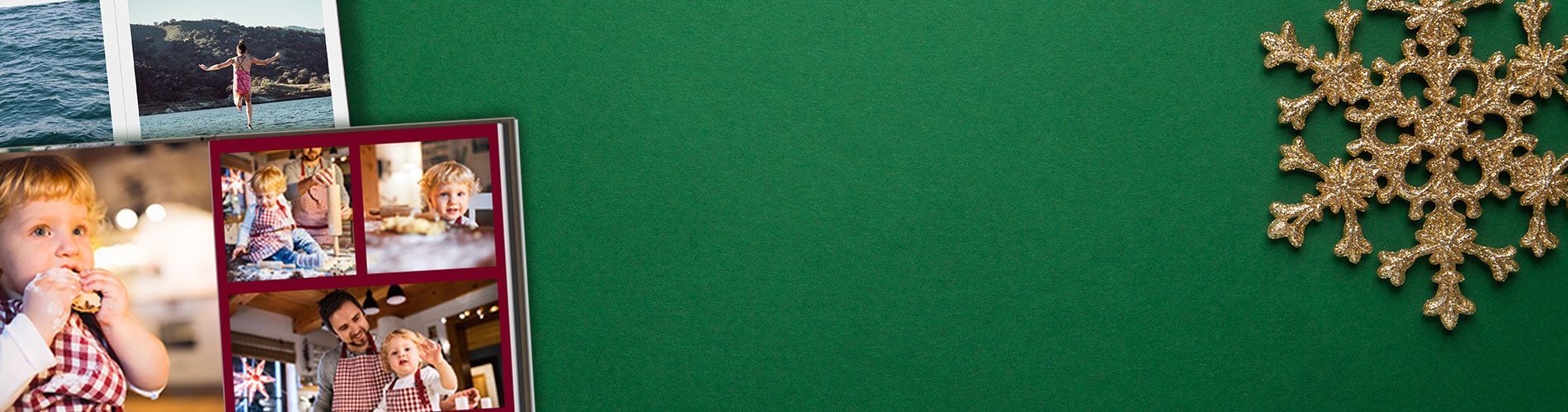 photo books on green background