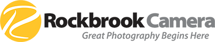 The logo for Rockbrook camera with the tag line great photography begins here