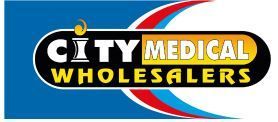 The city medical wholesalers logo is on a blue and white background.