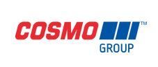 The logo for cosmo iii group is red and blue.