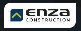 The logo for enza construction is on a black background.