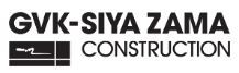 The logo for gvk-siya zama construction is black and white.