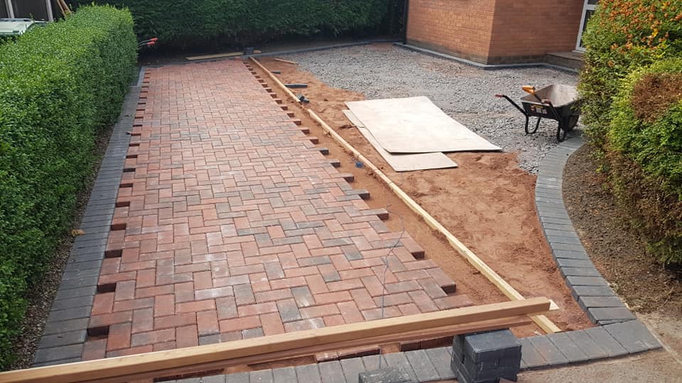 Block paving driveway in Shropshire being prepared for laying paviors