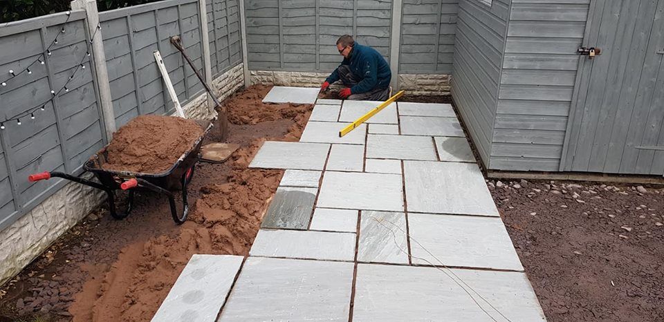 Indian Stone patio in random pattern in Shropshire