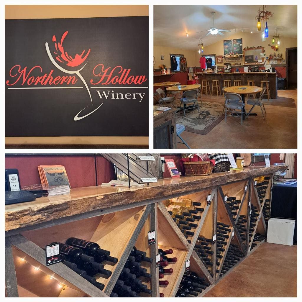 Northern hollow winery is shown in a collage of photos
