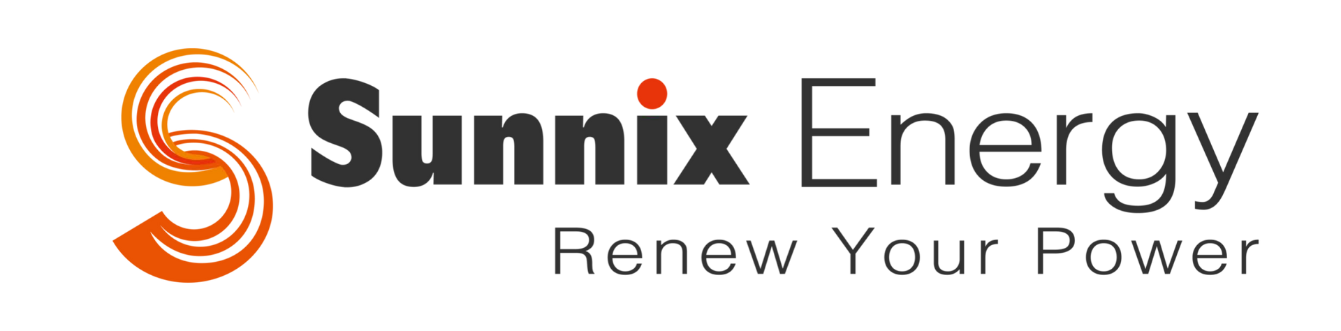 Het logo van Sunnix Energy is oranje en zwart en de tekst luidt: hernieuw je kracht.