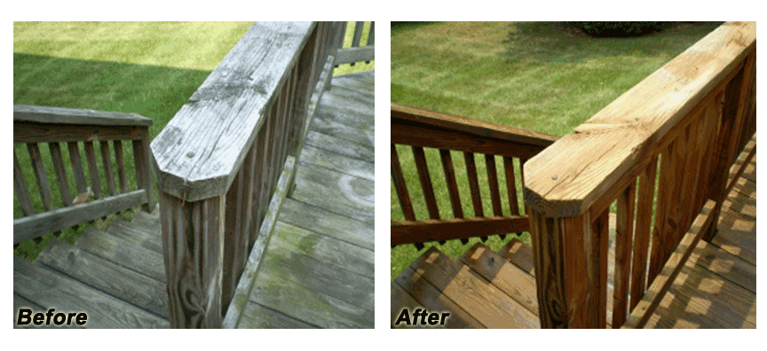 before and after deck staining