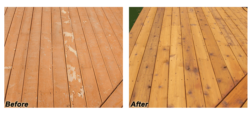 deck stripping and staining before and after