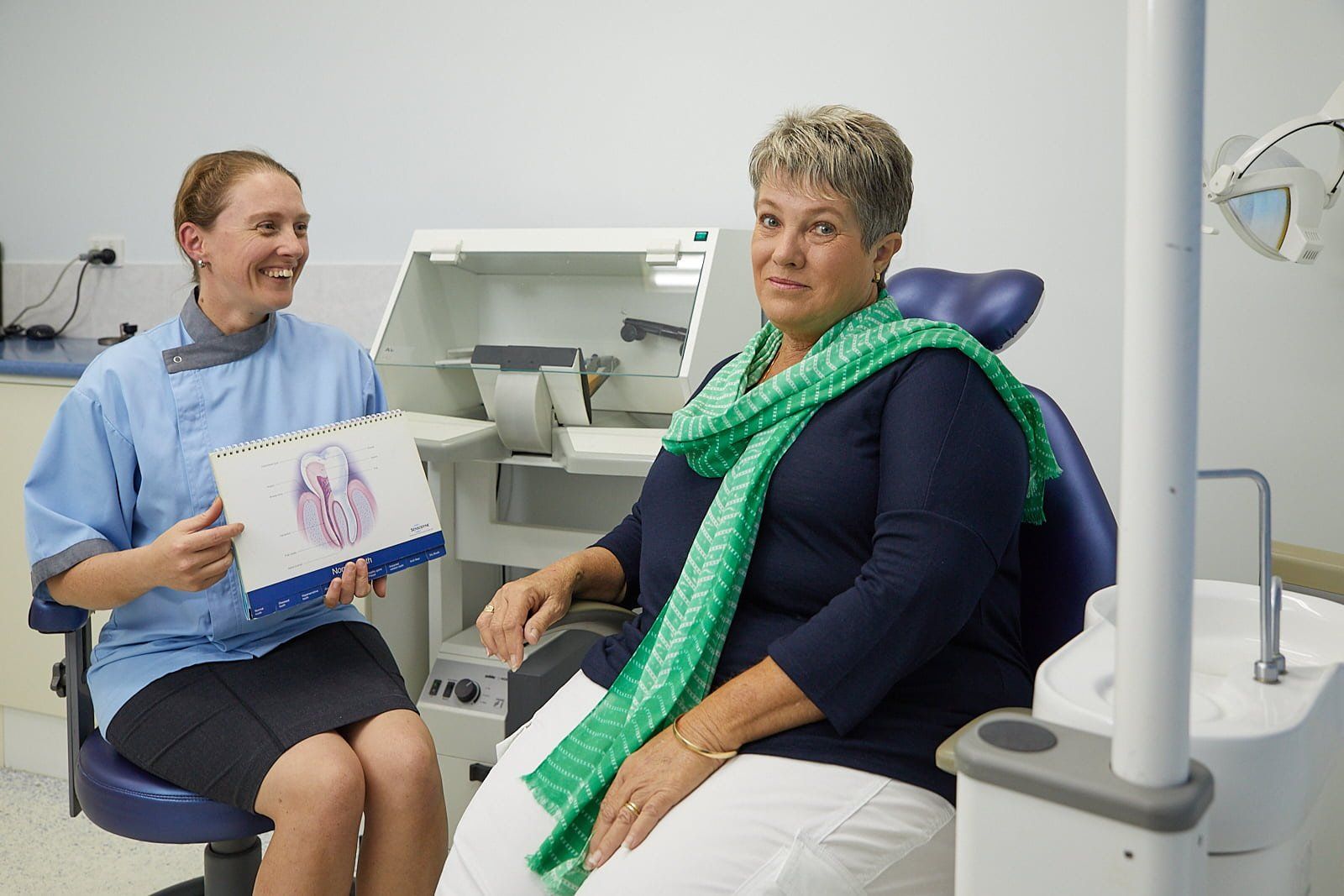 Dental Prosthetist with Client  — Bromley's Denture Clinic in Tweed Heads South, NSW