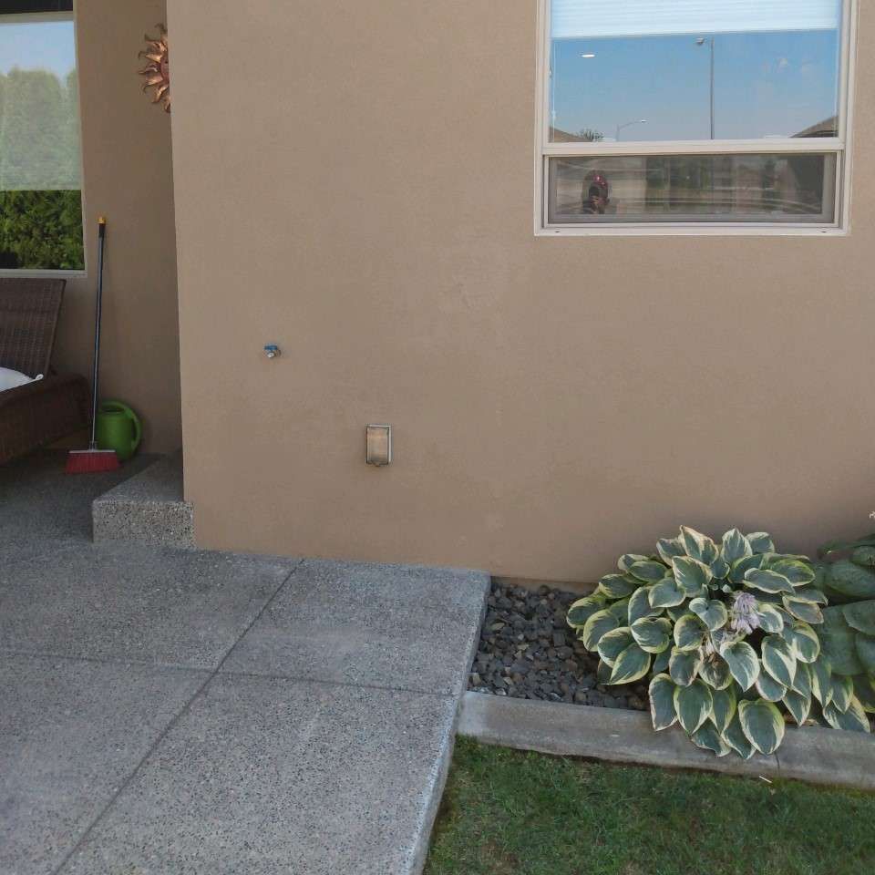 A house with a patio and a window