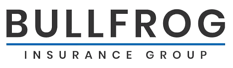 Bullfrog Insurance Group logo in dark grey text with a blue underline.
