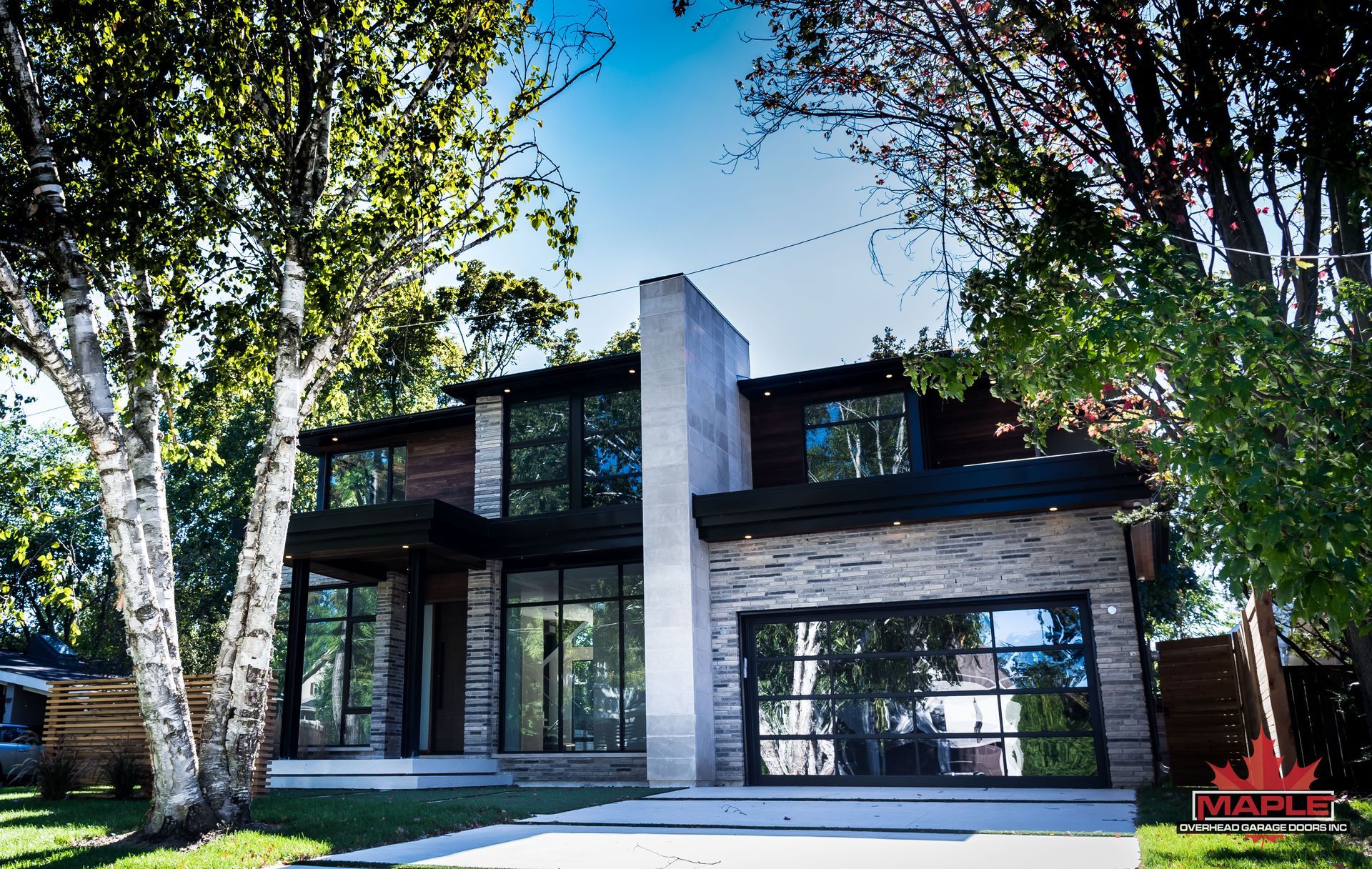 A house with a canadian maple leaf on the front