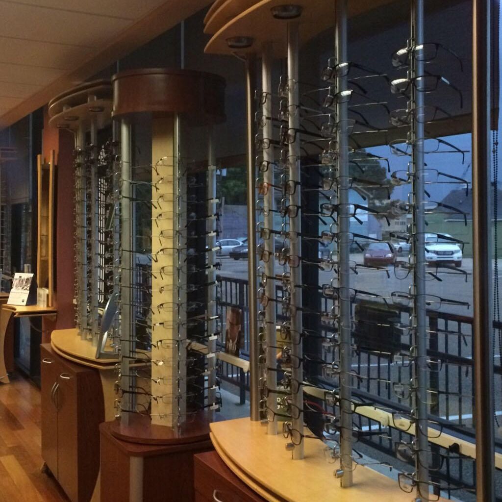 A store with a lot of glasses on display