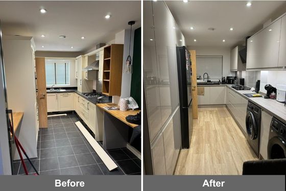 Modern kitchen Good example of a kitchen before and after work completed by AD Berkshire Construction
