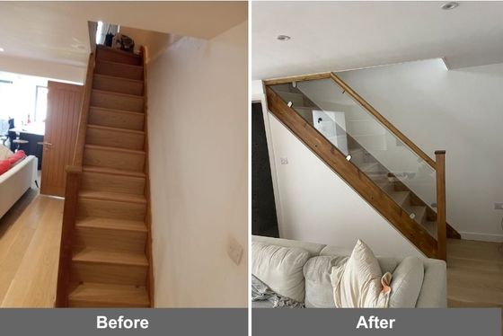 Elegant stairs Good example of a stairs before and after work completed by AD Berkshire Construction