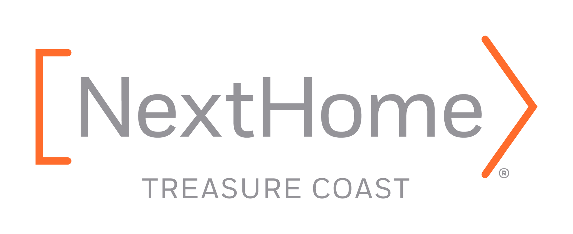 NextHome Treasure Coast logo with orange brackets and arrow.