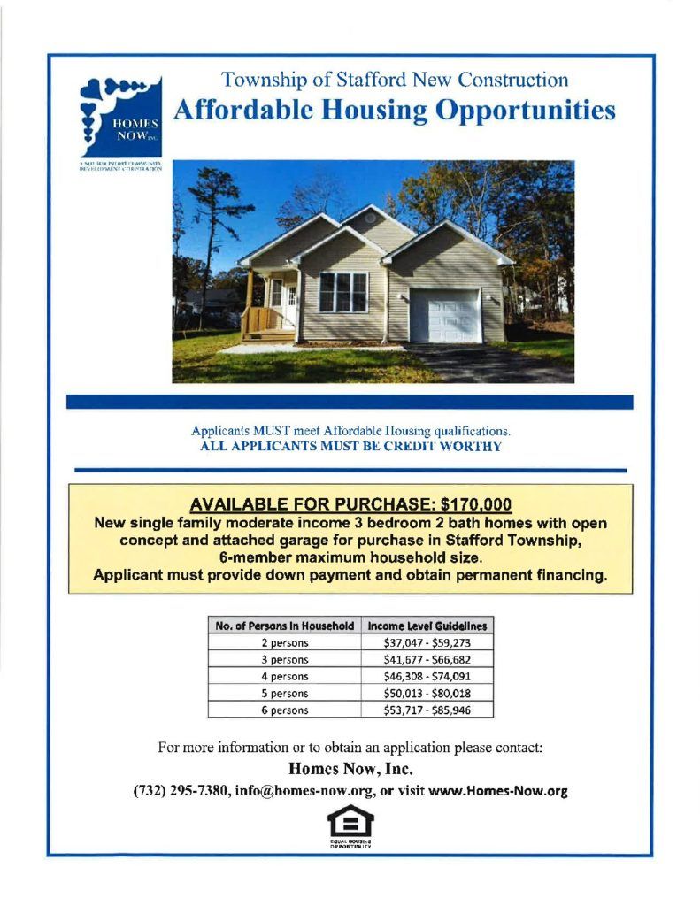 A flyer for affordable housing opportunities with a picture of a house.