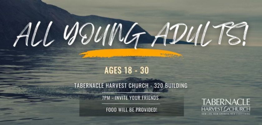 a poster for young adults worship services, ages 18-30