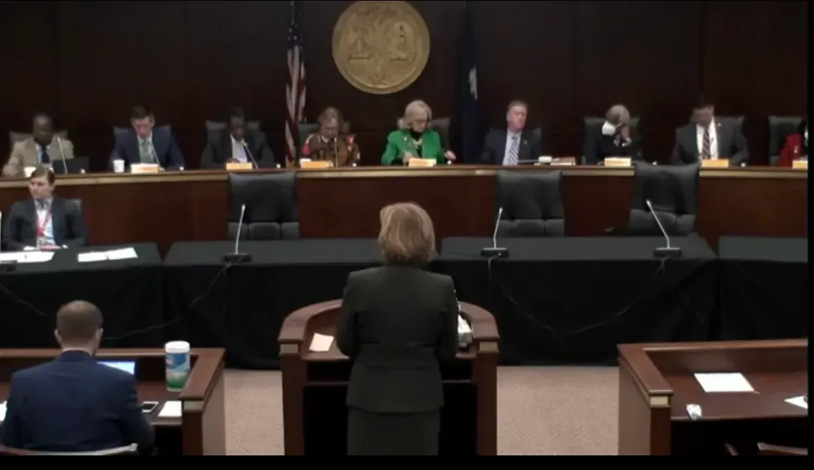 Former Superintendent of Education Molly Spearman addresses a House committee 