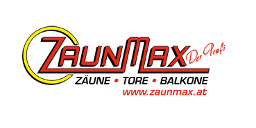 Ein rot-gelbes Logo für ein Unternehmen namens Zaunmax
