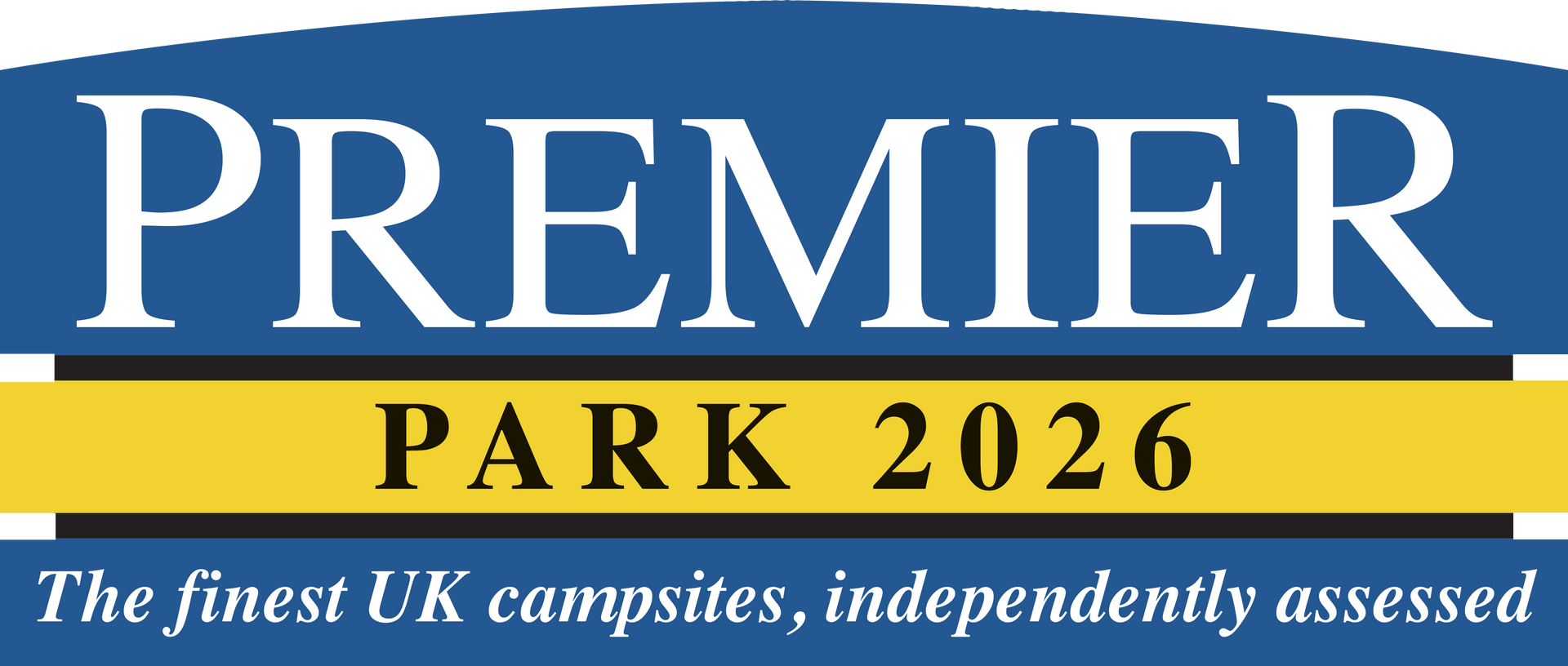 Premier Park logo with white text on blue, gold, and black backgrounds, 