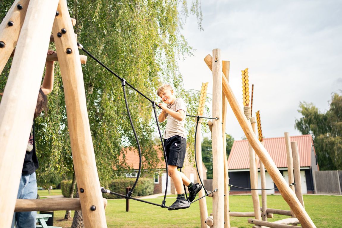Coyote in snow, facing forward with a downward gaze, brown fur and light brown eyes.