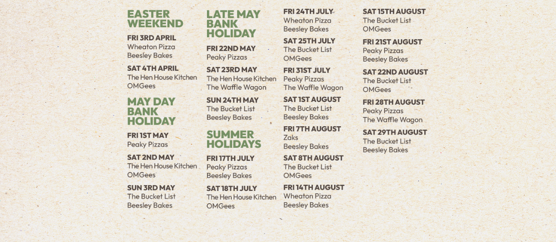 Street Food Nights 2026 Calendar at Applewood Countryside Park