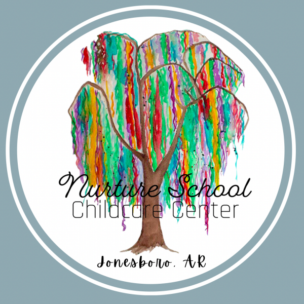 Mural School Childcare Center logo with colorful tree and handwritten text, Jonesboro, AR