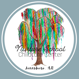 Nature School Childcare Center logo with colorful tree and