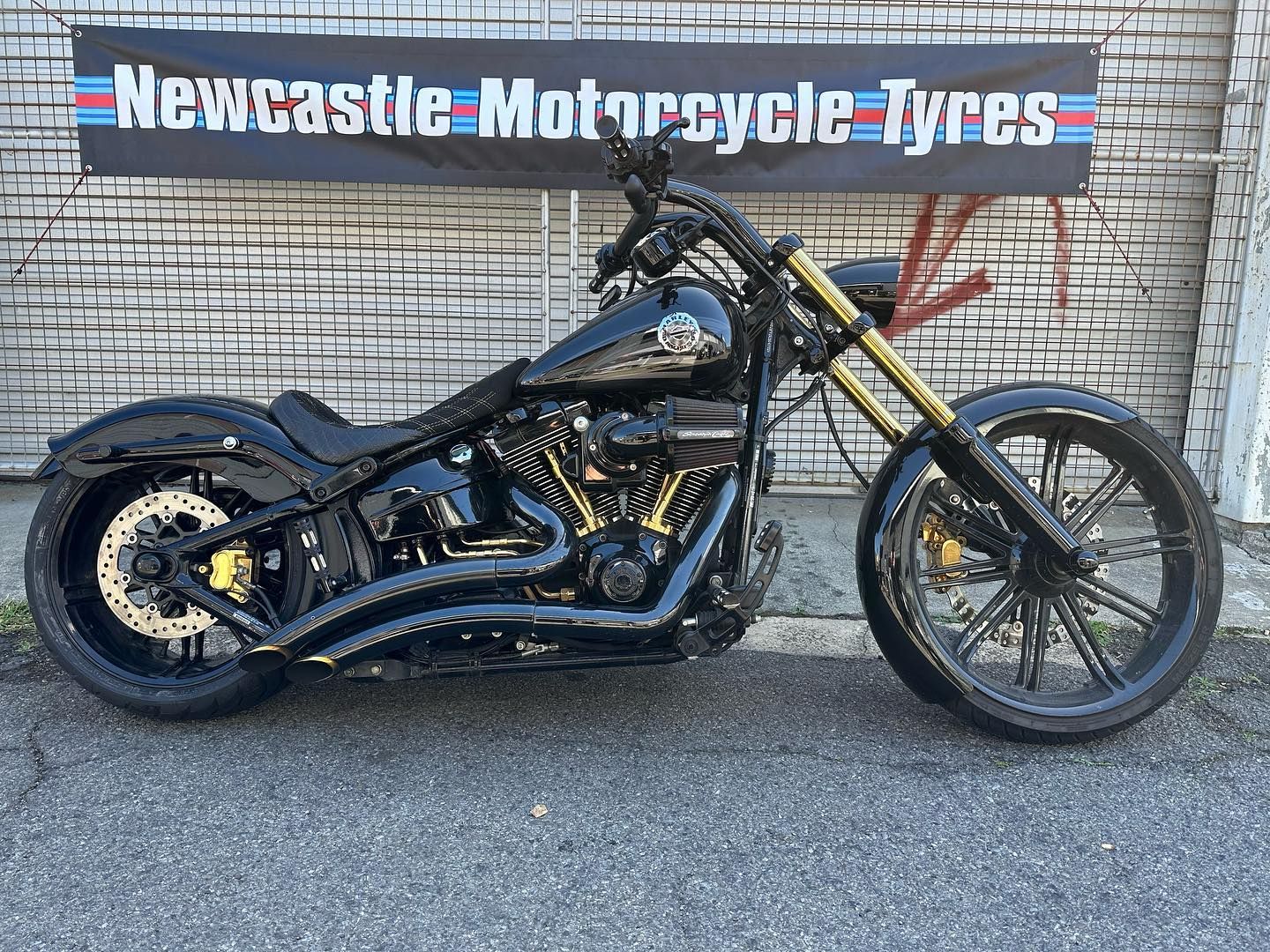 A Black Harley Davidson Motorcycle — Newcastle Motorcycle Tyres in Broadmeadow, NSW