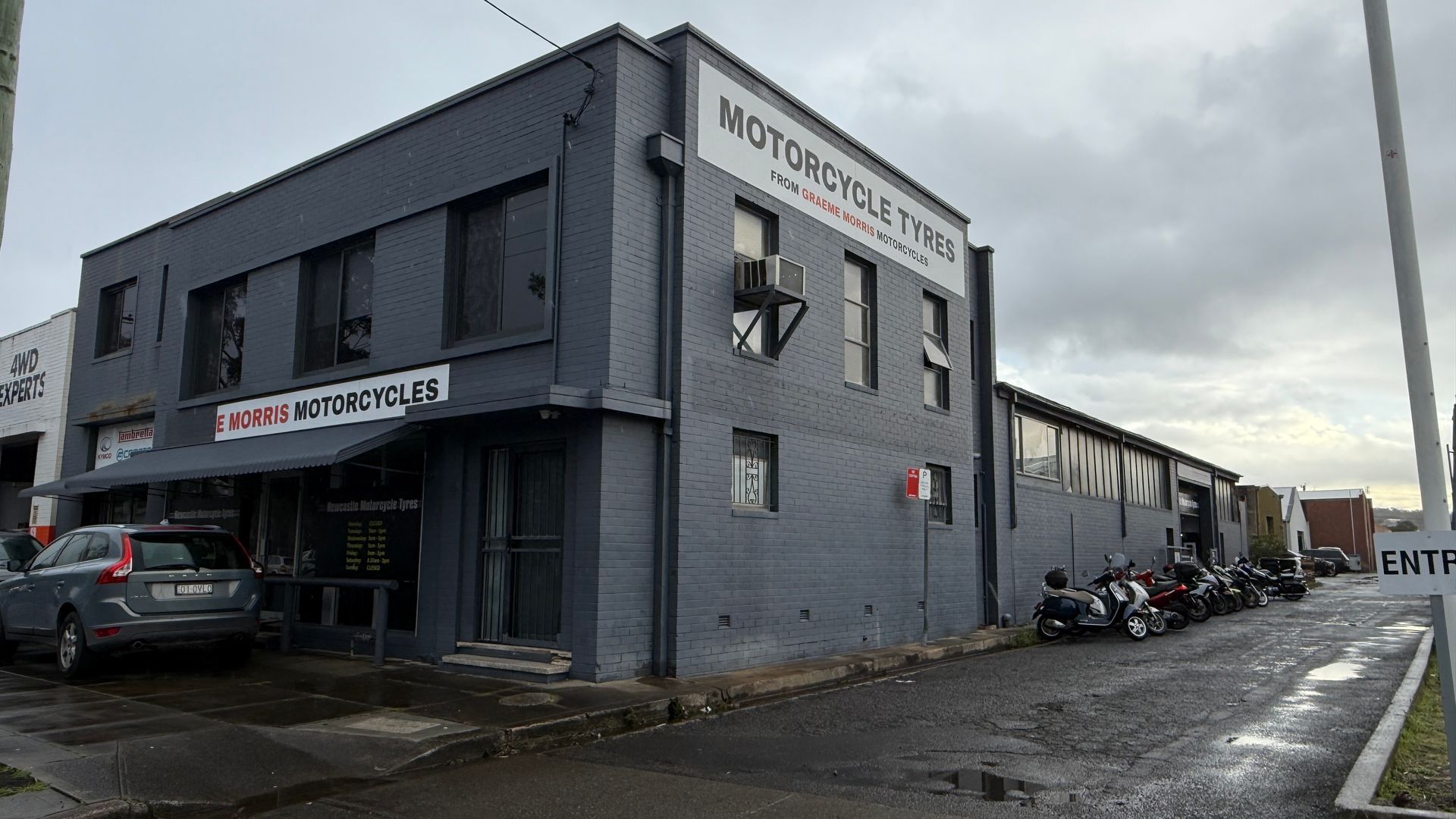 The storefront and roadside view of Newcastle Motorcycle Tyres — Newcastle Motorcycle Tyres in Broadmeadow, NSW