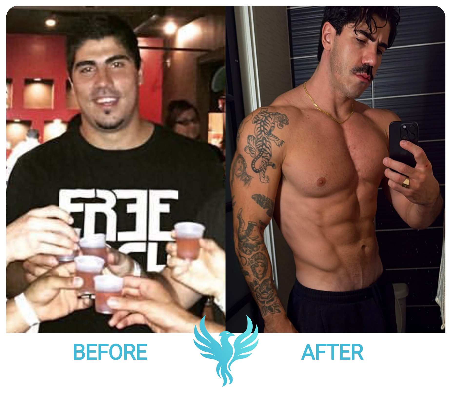 Billy Love flexing biceps and chest muscles, wearing a baseball cap and small gold chain, outdoors.