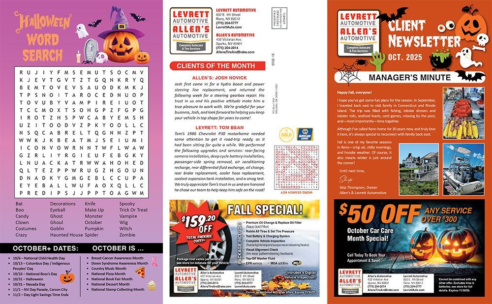 Newsletter for October 2025 | Levrett Automotive 