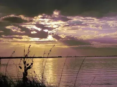 Hvac-Contractor-Bradenton-A sunset over a body of water with tall grass in the foreground