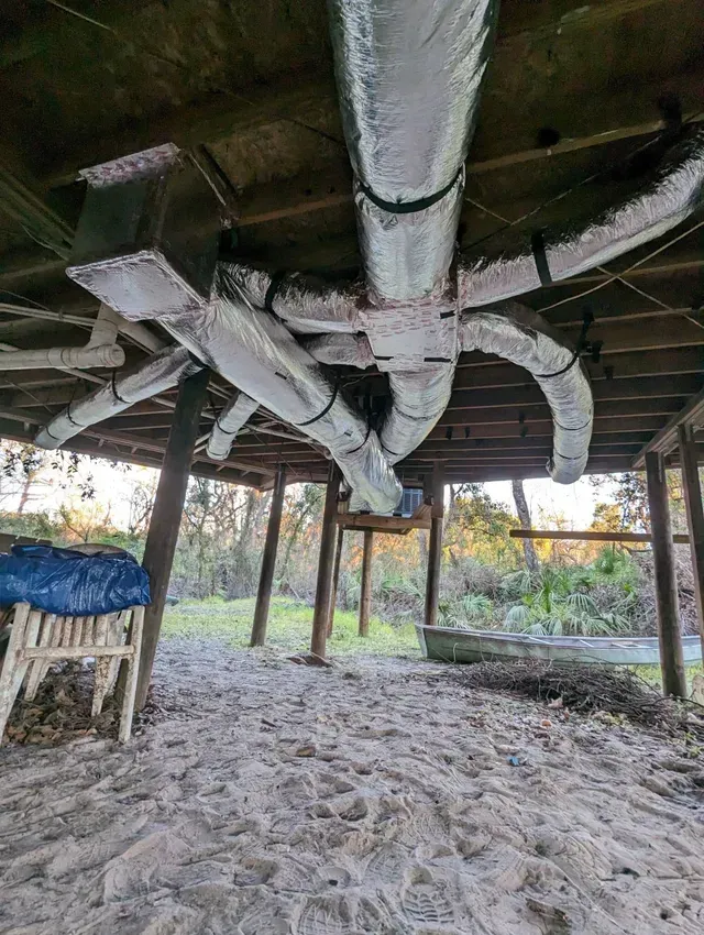 Hvac Contractor Bradenton - A bunch of pipes are hanging from the ceiling of a building.